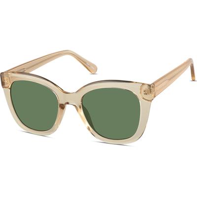Zenni Women's Retro Cat-Eye Sunglasses Brown Plastic Full Rim Frame