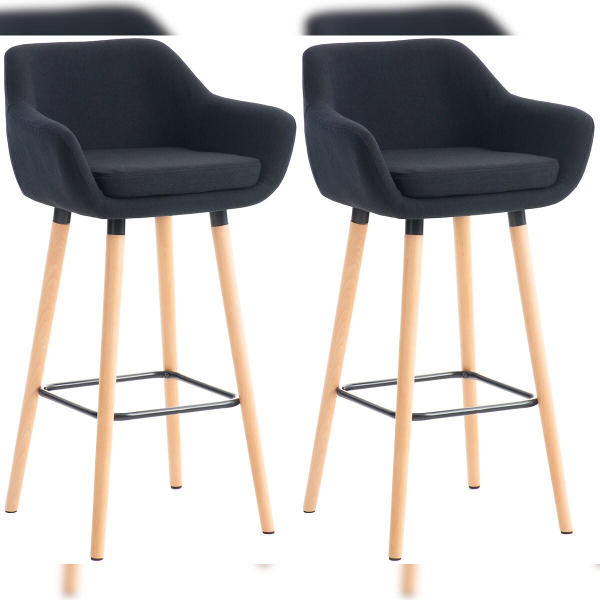 DELUKE® Barhocker 2er Set mit Lehne Schwarz VILO - Stoffbezug, 99x55x46cm | Barhocker mit Lehne Tresenhocker Barstuhl Küchenhocker Thekenhocker Image