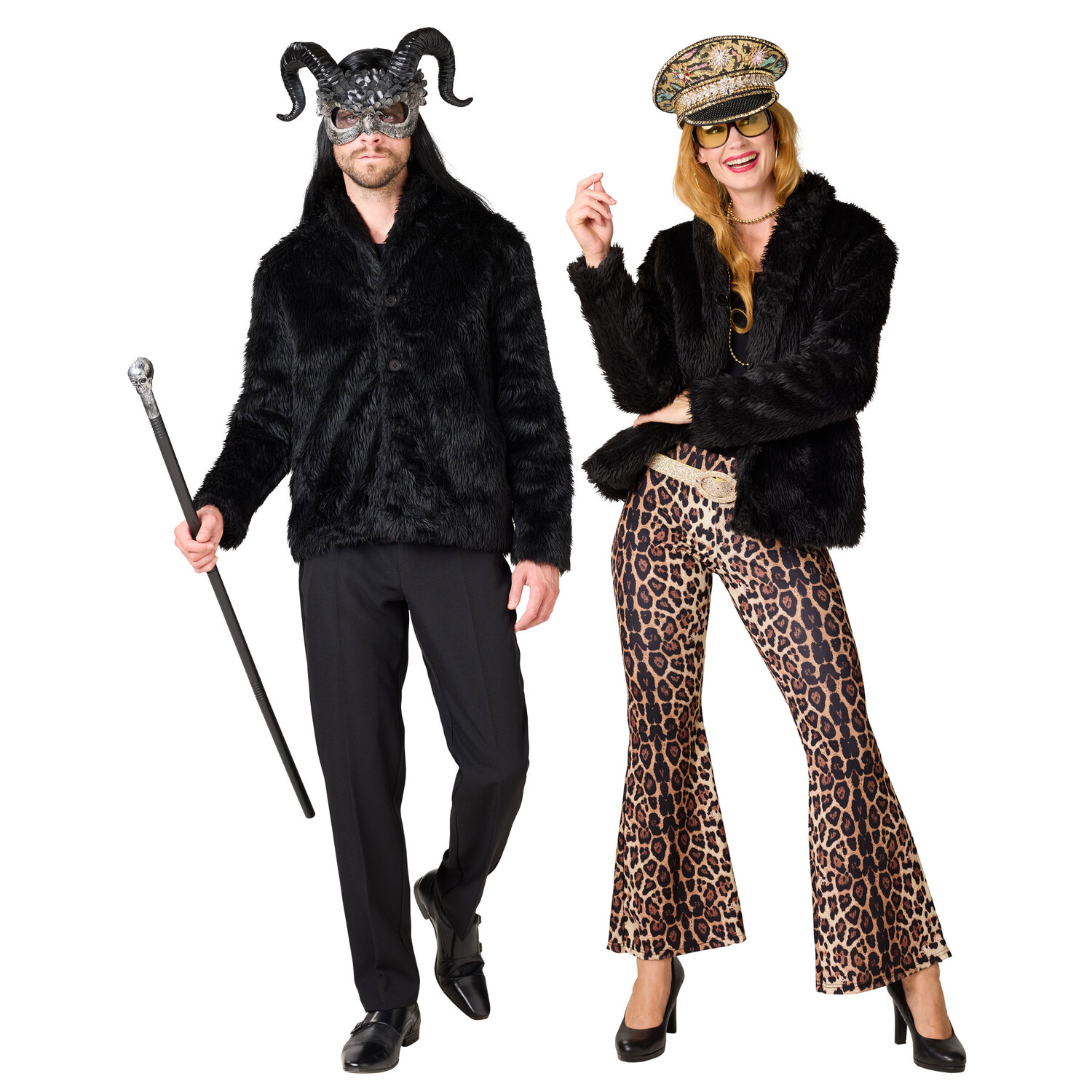 Plüschjacke, schwarz