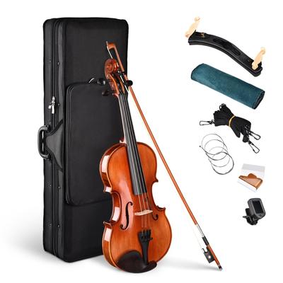 Solid Wood Violin 4/4 Full Set Fiddle Matte Beginner Violin Full Size with Case Shoulder Rest for Student - One-size