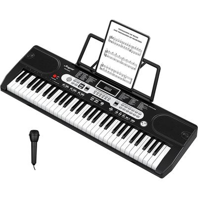 Piano Keyboard, 61 Key Keyboard Piano for Beginner/Professional, Electric Piano (Headphones+Mic+Stand+Stool)