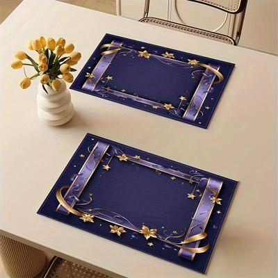 TEMU Stylish -edged Table Mats Set (2/4/6pcs) - Waterproof & Heat-resistant Dining Placemats With Abstract Design - Perfect For Holiday Parties &