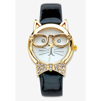 Women's Gold Tone Bowtie Cat Watch with Adjustable Black Strap 8