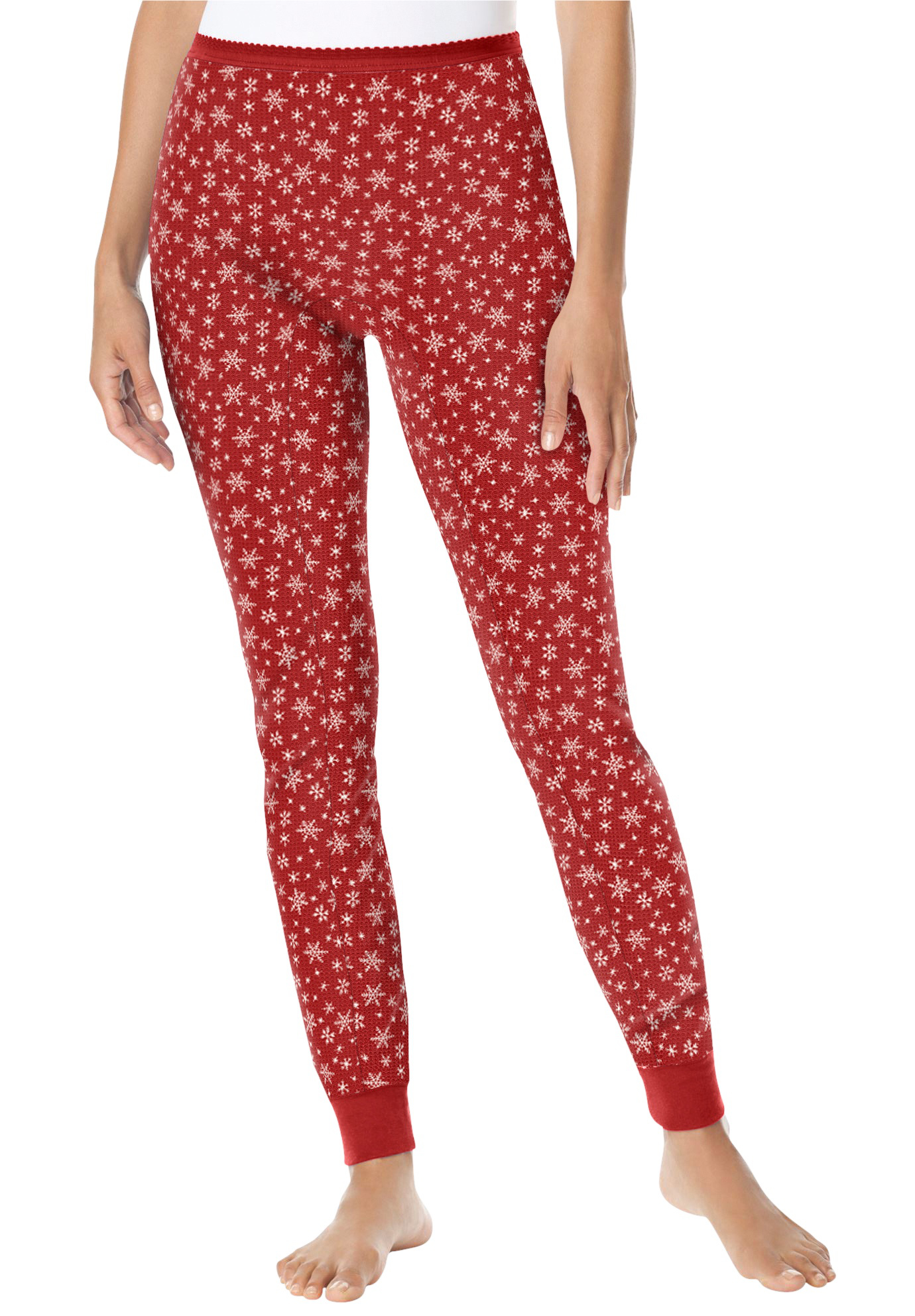 Plus Size Women's Thermal Pant by Comfort Choice in Classic Red Snow Fall (Size 2X) Long Underwear Bottoms