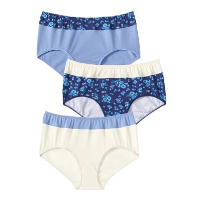 Plus Size Women's Full Coverage Stretch Cotton Color Block Brief 3-Pack by Comfort Choice in Evening Blue Assorted (Size 9) Underwear