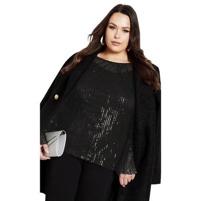 Plus Size Women's Nouveau Nights Top by Avenue in Black (Size 18)