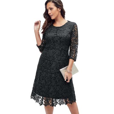 Plus Size Women's Lace Fit & Flare Dress by Jessica London in Black (Size 14 W)