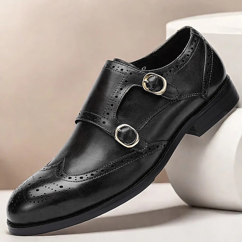 Braune Monkstrap-Schuhe für Herren mit Brogue-Details und doppeltem Riemen - formelle Schuhe aus hochwertigem Rindsleder für Business und besondere Anlässe