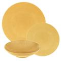 Service d'assiettes safran 12 pièces jaune en grès