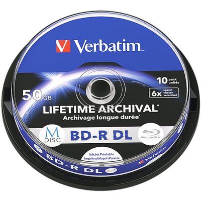 10er-Pack MDISC Blu-ray Rohlinge BD-R 50 GB bedruckbar weiß, Verbatim