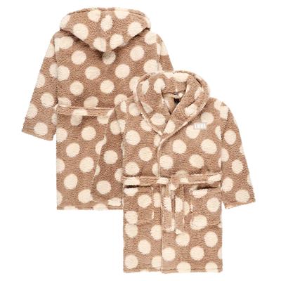 Millwall Polka Dot Fleece-Bademantel mit Kapuze – Beige – Damen Image