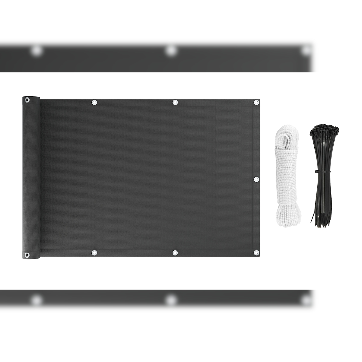 KS Handel 24 Premium Balkonsichtschutz Überlänge Sonnenschutz Balkonverkleidung (110x60 cm Hellgrau) Image