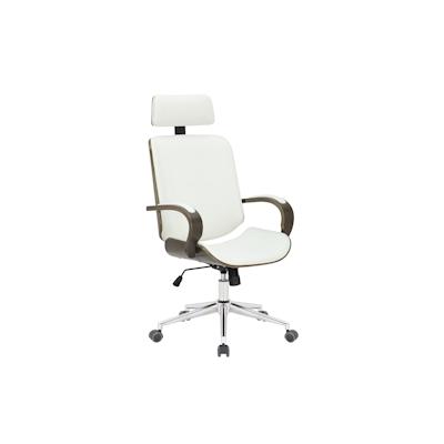 DELUKE® Bürostuhl Chefsessel KINGO Grau - 118x70x70, Weiß/Grau | Kunstleder | Metall Gestell | ergonomische Bürostühle Homeoffice Stuhl mit Rollen Image