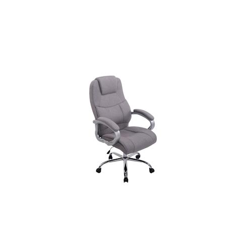 DELUKE® Bürostuhl SYDNEY Stoff - 113x66x70, Grau | Stoff | Metall in Chromoptik Gestell | ergonomische Bürostühle Homeoffice Stuhl mit Rollen