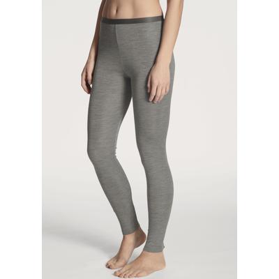 Leggings CALIDA "True Confidence", Damen, Gr. XXS (32/34), N-Gr, grau (platin melé), Feinripp, Obermaterial: 70% Wolle, 30% Seide, unifarben, casual, normal, Hosen, mit Mix aus Schurwolle und Seide Image