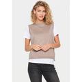 Pullunder SAINT TROPEZ "MilaSZ Vest", Damen, Gr. XXL (44), braun (atmos melange), Strick, Obermaterial: 80% Viskose, 20% Polyacryl, meliert, modisch, regular fit, Rundhals, ohne Ärmel, Pullover