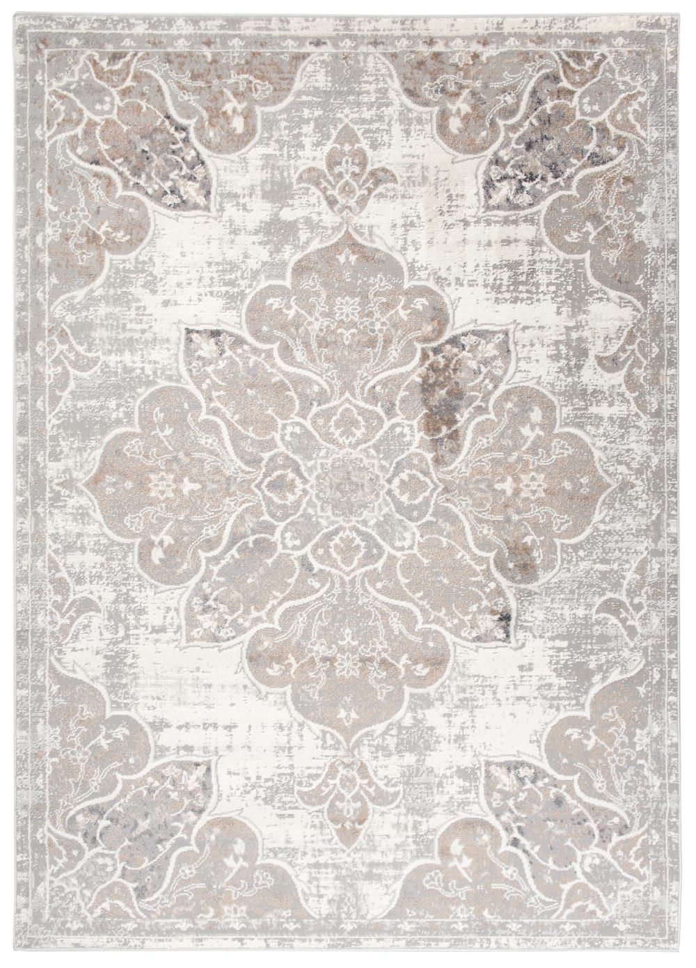 Tappeto da soggiorno vintage crema grigio beige fiori 120x170