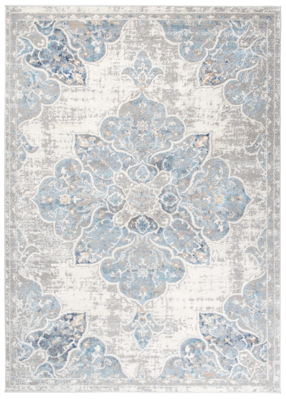 Tappeto da soggiorno vintage crema blu grigio fiori 120x170