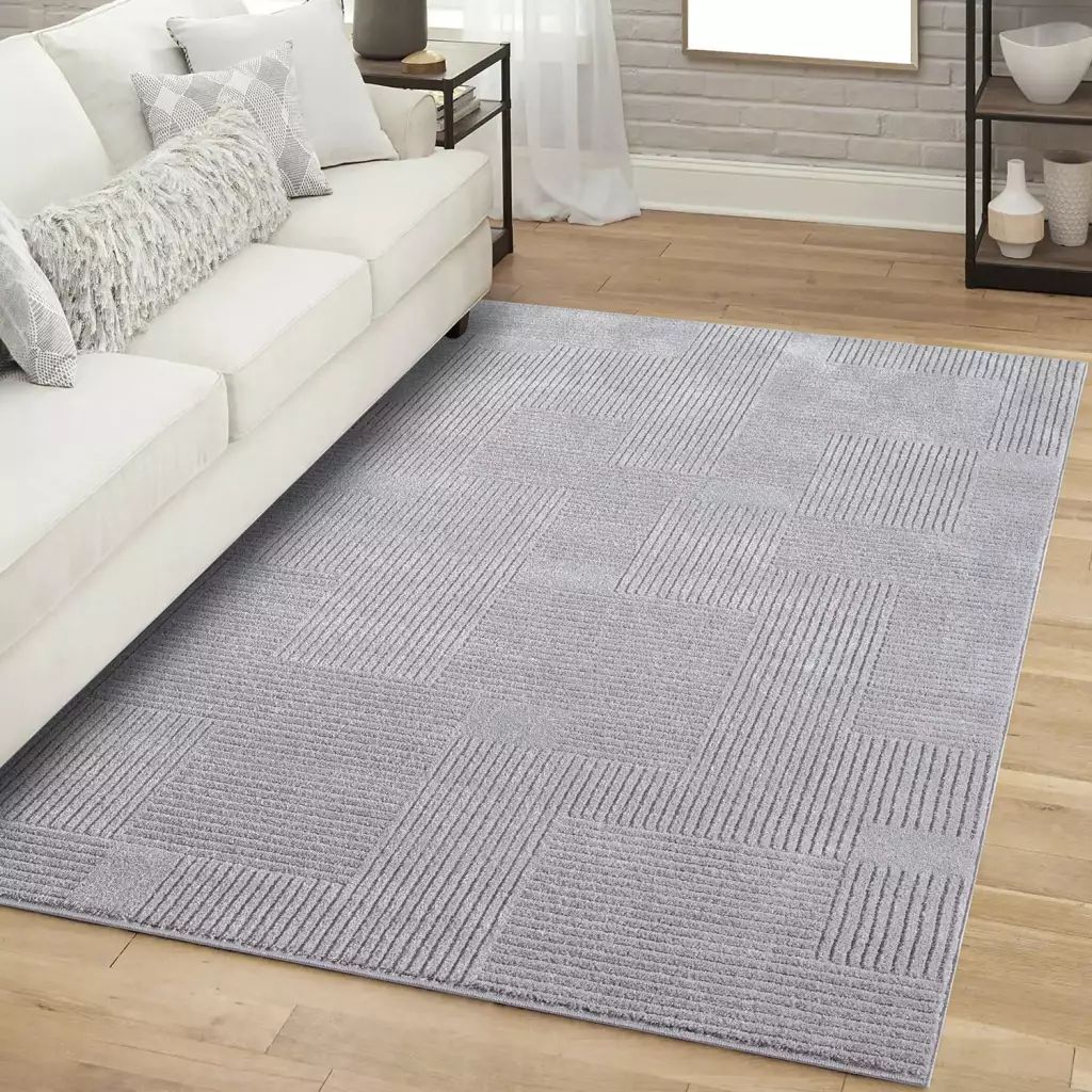 Teppich CARPET CITY "FLAIR177", grau, B:120cm H:11mm L:170cm, Obermaterial: 50% Polyester, 50% Polypropylen, Teppiche, Kurzflor-Teppich, Skandi-Stil, Wohnzimmer Image