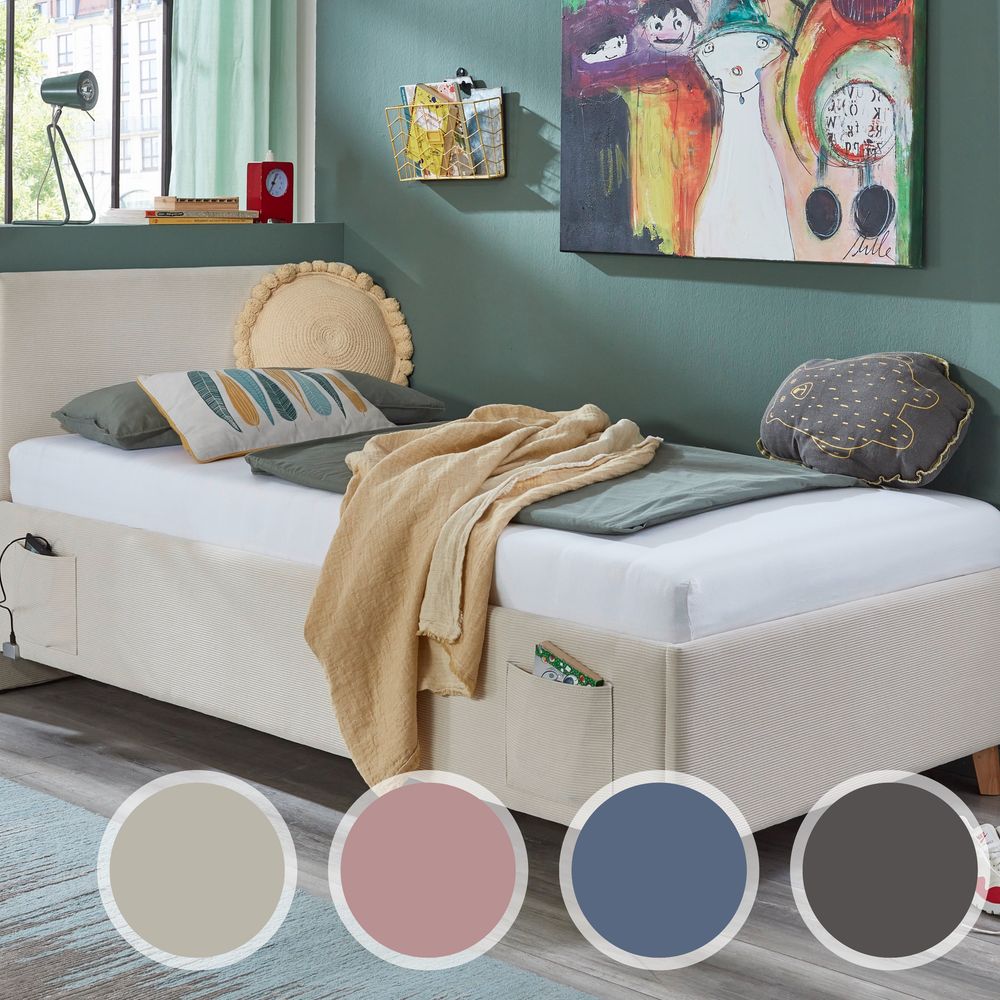 meise.möbel »Cool I« Jugendbett Cord 120x200 cm / nata / ohne Rückenteil / ohne Bettkasten / ohne Matratze