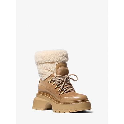 Michael Kors Shiloh Mixed-Media Boot Natural 7.5