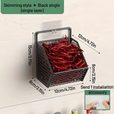 TEMU Wall Mounted Wire Fruit Basket, Kitchen With 3 Grid Wire Hanging Fruit Basket, Bathroom Wall Mounted Storage Basket Storage Box, Kitchen Fruit Rack, Storage Room Wall