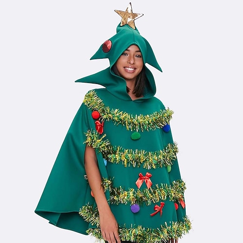 Cap Cape à Capuche Châles Sapins de Noël Déguisement Cosplay pour Femmes Adultes Noël la veille de Noël Soirée Fête Cape