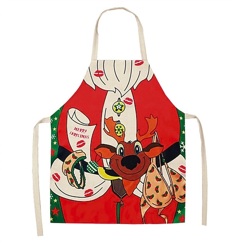 Tablier cadeau de Noël père Noël Elfe Mrs. Claus Déguisement Cosplay pour Homme Femmes Garçons Fille Adultes Enfant Noël Nouvel An la veille de Noël Soirée Noël Tablier