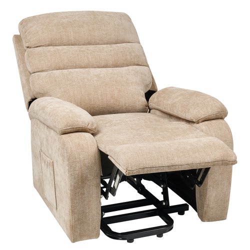 Sessel Beige Stoff Elektrisch Verstellbar mit Armlehnen Fußablage Relaxfunktion Modern Bequem Relaxsessel Fernsehsessel Wohnzimmer