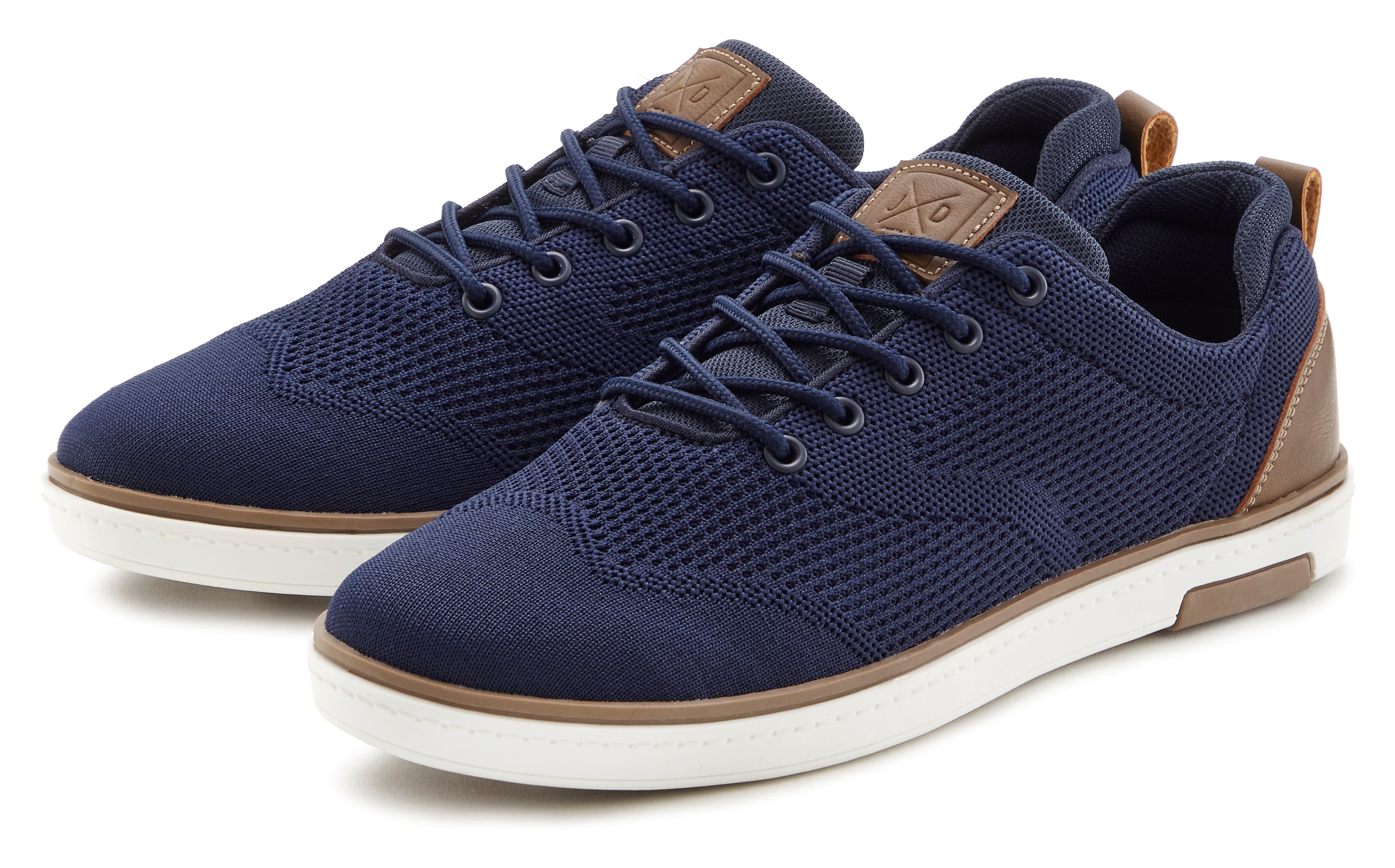 Sneaker JOHN DEVIN "Schnürschuh", Herren, Gr. 40, blau (marine), Obermaterial: 80% Textilmaterial, 20% Lederimitat. Decksohle: 100% Textilmaterial. Futter: 100% Textilmaterial. Laufsohle: 100% Synthetik, Mesh, mehrfarbig, Schuhe Sneaker, Mesh-Optik,...