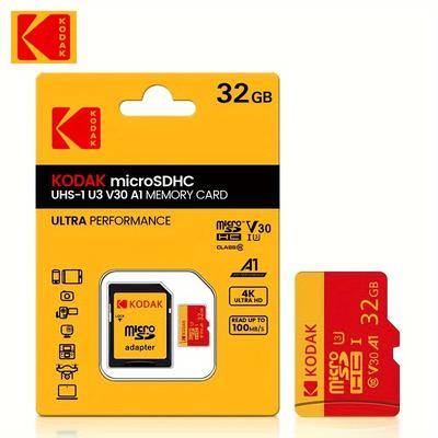 TEMU Kodak - Sd - U3 Class 10, Up To /s, Tf Adapter For Phones, Pcs & Cameras - In 32gb, 64gb, 128gb, 256gb