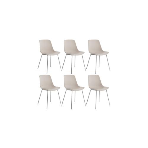 TECTAKE Kunststoffstühle Mave, ergonomisch, 120 kg 6er Settaupe/chrom