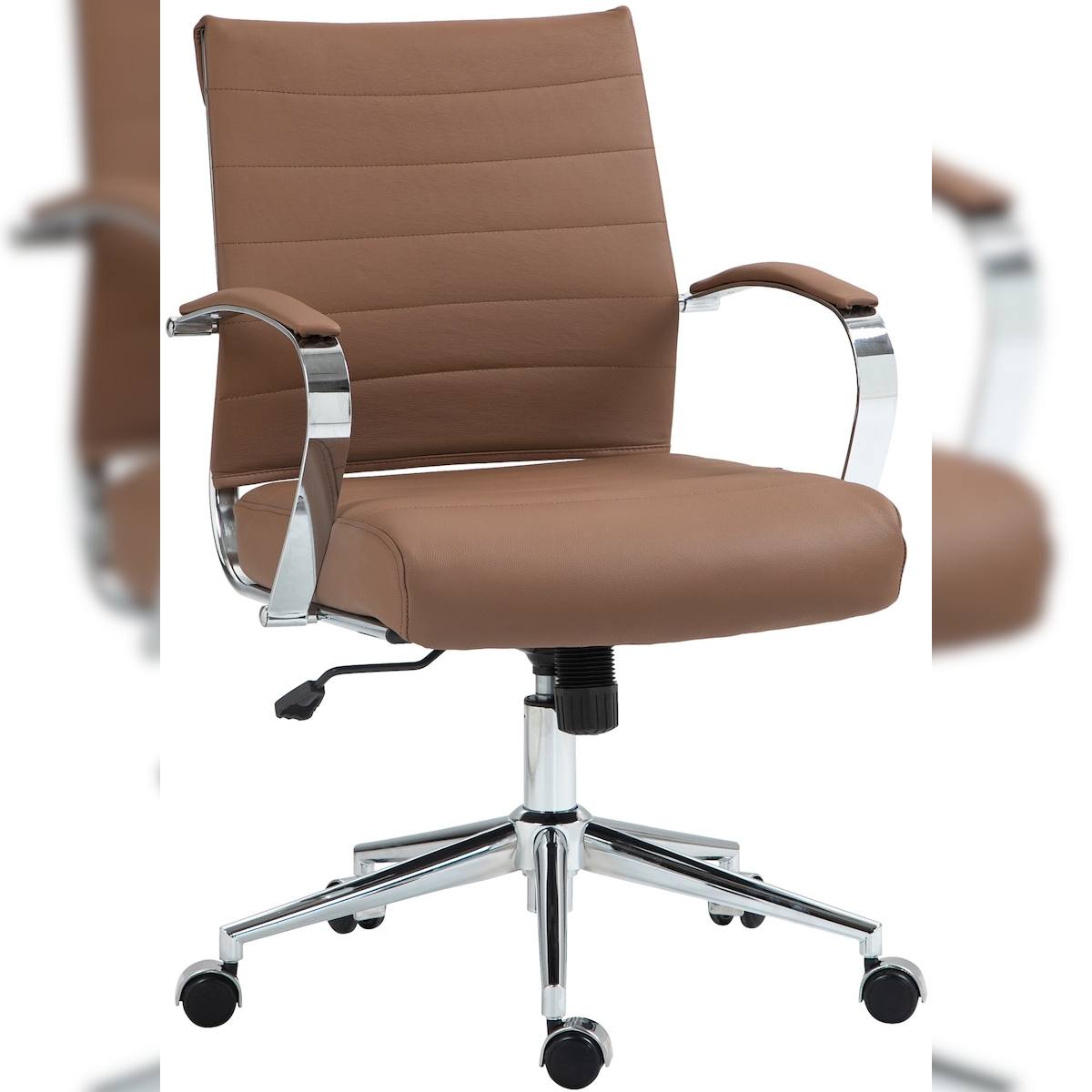 DELUKE® Bürostuhl Ergonomisch EVOK Schreibtischstuhl Echtleder Höhenverstellbarer Drehstuhl Chefsessel, Computerstuhl 130 kg Hellbraun Image