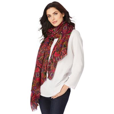Plus Size Women's Lightweight Scarf by Accessories For All in Medallion Print Paisley Multi