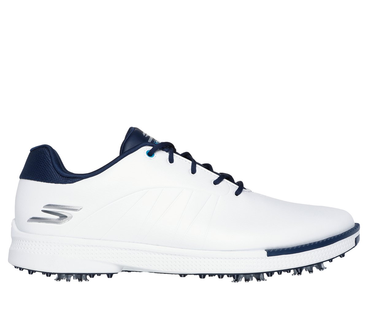 Skechers Men's Waterproof: GO GOLF Tempo Shoes | Size 9.0 | White/Navy | Synthetic/Textile