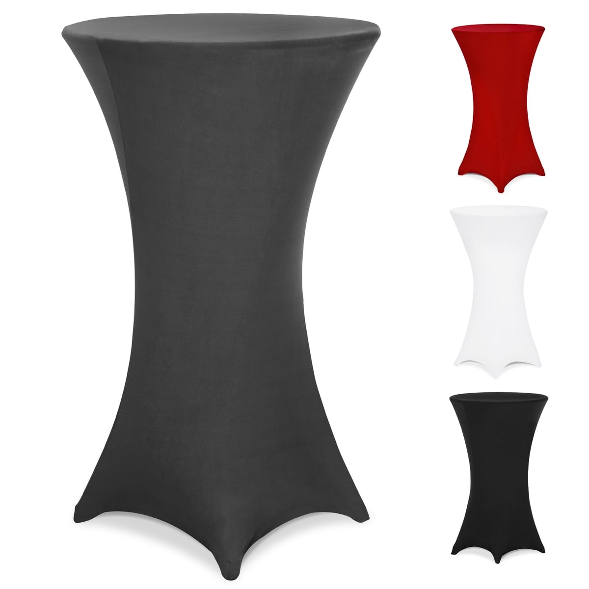 DETEX® Stehtischhusse Grau 60-65cm Verstärkter Fußbereich 30°C Waschbar Stehtisch Hussen Stretch Tisch Überzug Bezug Image