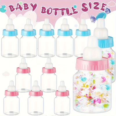 TEMU 12pcs Candy Bottles - Plastic Candy Gift Containers, Mini Bottle Shaped Candy Containers For Small Items, Snack Packaging, Halloween Christmas Small Gift Containers And Party Decorations Image