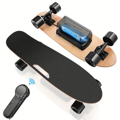 TEMU Sanopy 350w Electric Skateboard With Remote, 25.2v Lithium Battery, Fast Charging, Up To 12.4 Mph & Range, 7-ply Maple Deck, Eletric Skateboard With Handle, Pu Wheels