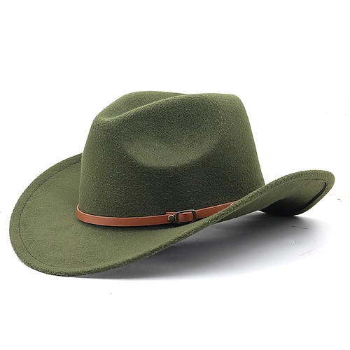 Herren Kentucky Derby Hut Sonnenhut Cowboyhut Fedora-Trilby-Hut Schwarz Rote Wollig Vintage-Stil Mode 18. Jahrhundert Bundesstaat Texas Täglich Themenparty Einfarbig Sonnenschutz Verstellbare Größe Image
