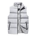 Herren Wintermantel Winterjacke Puffer Weste Weste Steppweste Strickjacke Casual Campen und Wandern Winter Tasche Polyester Windundurchlässig Warm Bequem Solide / einfarbig Stehkragen Schwarz Rote