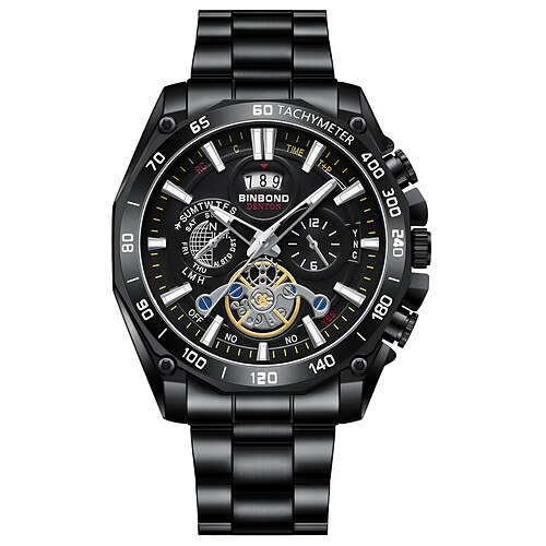 Luxus Gold Uhr Männer Rund Japan Quarz Edelstahl wasserdicht Sport automatische Datum Armbanduhr Quarz Uhr B4750 Image