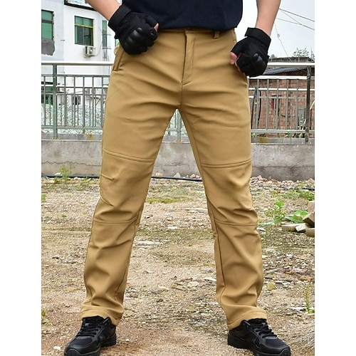 Herren Cargohose Cargohosen Fleecehosen Softshellhosen Cargohosen Schneehose Tasche Elastische Taille Glatt Wasserdicht tragbar In voller Länge Sports Outdoor Täglich Klassicher Stil Casual Image