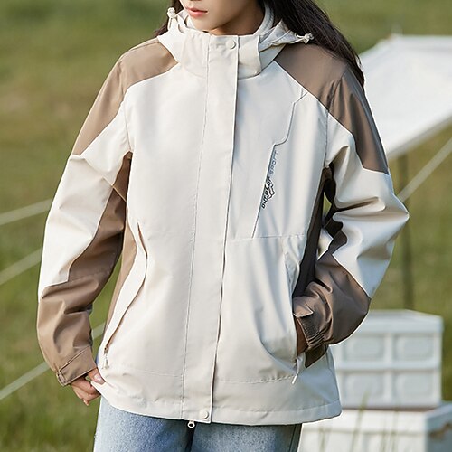 Damen Softshelljacke Wanderjacke Winter Herbst Draussen Farbblock Thermowarm Winddicht Wasserabweisend Windjacke Reisen Weinrot Schwarz Weiß Gelb Rosa Image