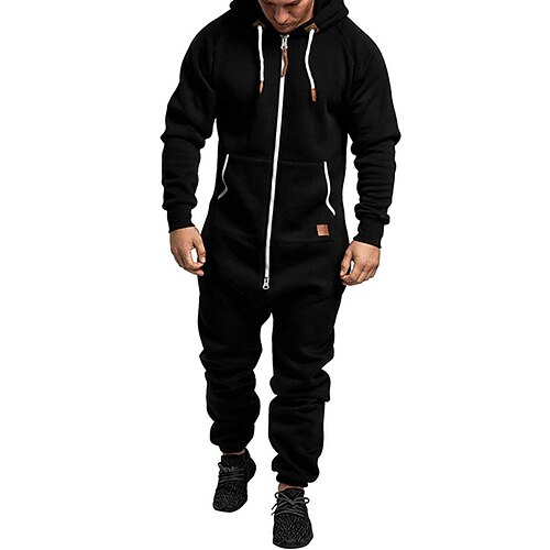 Herren Trainingsanzug Jogginganzug 2-teiliges Sport-Set Vollreißverschluss Einteilig Einfarbig Sportbekleidungsset Herbst Dunkelgrau Cachi scuro Fitnesstraining Joggen Laufen Thermowarm Weich Langarm Image