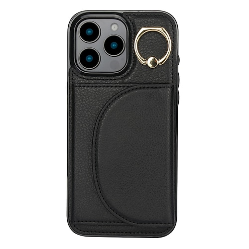 Handy Hülle Handyhüllen Für iPhone 17 Pro Max 17 Air 16 15 14 Pro Max Plus 13 12 11 Pro Max Rückseite Ringhalter Kartenfach Stoßfest Retro TPU PU-Leder Image