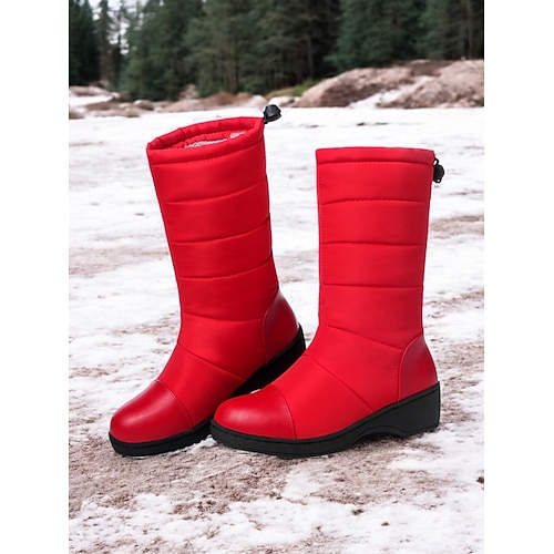 Damen Winterstiefel - schwarz, wasserdicht, mit Kunstfell gefüttert, warme Outdoor-Schuhe bis zur Wade für kaltes Wetter Image
