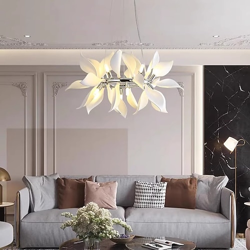 Weiße Porzellanblüten-Pendelleuchten, moderne Luxus-Pendelleuchte, Hängelampe, Hängelampe für Deckenleuchte, 110–240V Image