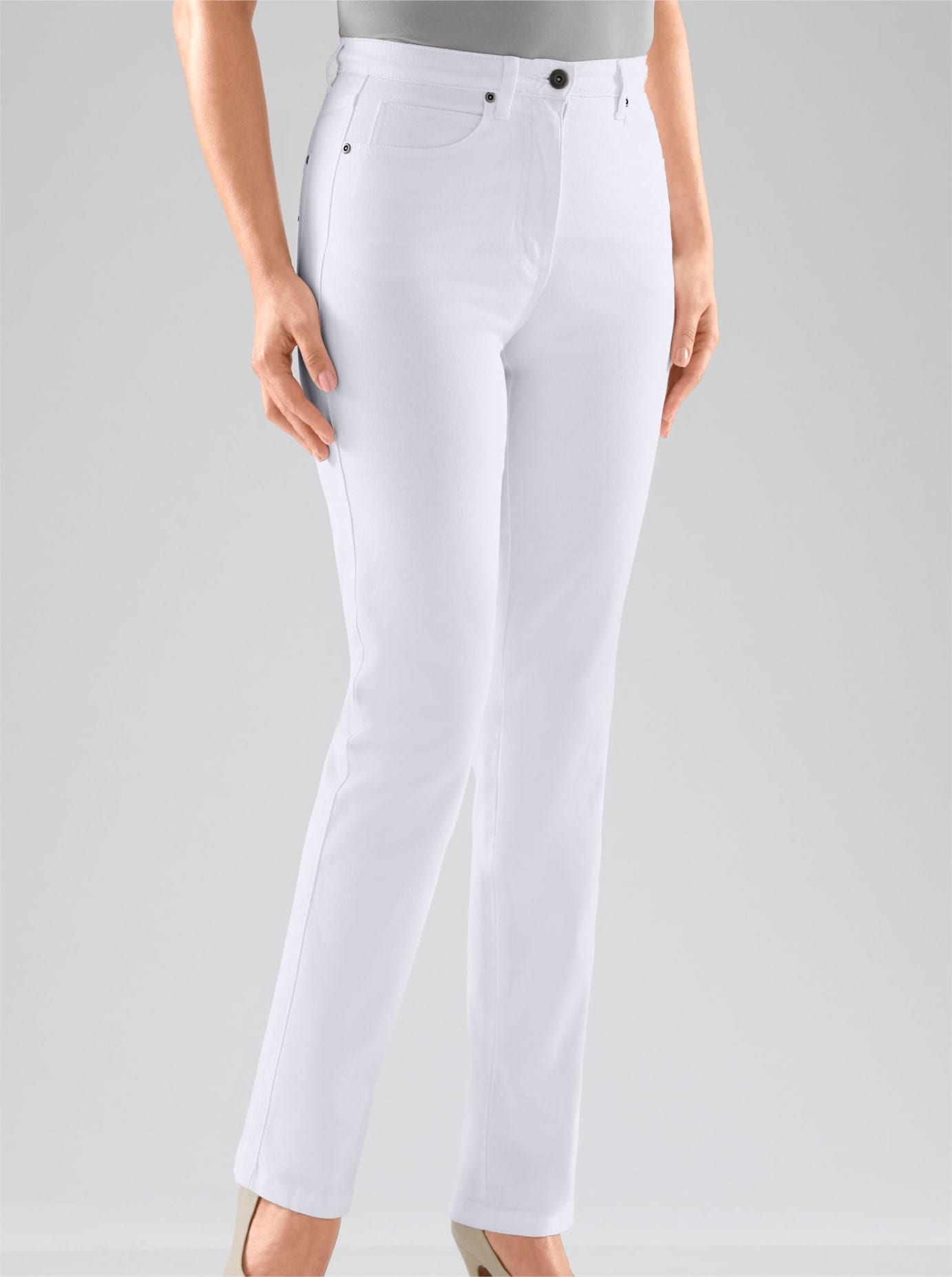 5-Pocket-Jeans CASUAL LOOKS, Damen, Gr. 48, Normalgrößen, weiß, 98% Baumwolle, 2% Elasthan, unifarben, lang, Jeans, Topseller Image