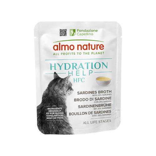 Sparpaket: 24x50g Almo Nature HFC Hydration Help Sardinenbrühe mit Sardinen Katzenfutter nass