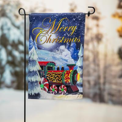 12.5 in. x 18 in. Home for the Holiday Train Garden Suede Flag - Multicolor - 12.5 in x 18 in
